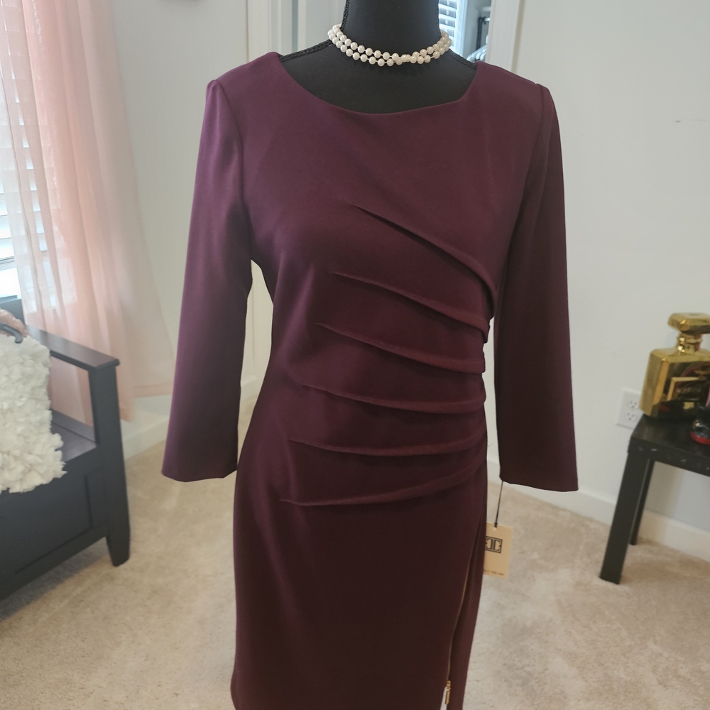 Ivanka Trump Deep Purple Long Sleeve Dress